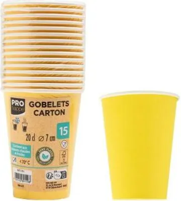 Image de Pronappe 20x 15 Gobelets en carton, 20 cl Jaune 89119I