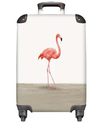 Obrázek produktu pro NoBoringSuitcases.com® Kufry Příruční kufr na kolečkách Malý cestovní kufr na 4 kolečkách - Flamingo - Děti - Růžový - Dekorace - Velikost kabiny < 55x40x23 cm a 55x40x20 cm - Foto kufr - Kabinový kufr - Palubní zavazadlo - Dětský kufr - Dětský vozík.