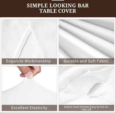 Produktbild von Famanu Stretch-Tischhussen Set 6 Stück - Weiß, für Bistro- und Stehtische, Ø 80-85 cm