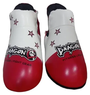 Productafbeelding van Dragondo 30240-P Voetbeschermer voor kickboksen en vechtsport – Trainingsvoetbeschermer met schokabsorptie, blauw/rood (rood, maat M)