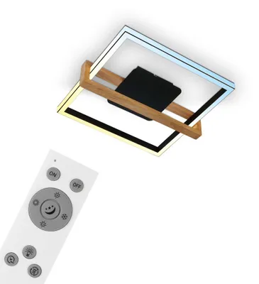 Immagine prodotto di CCT Lampada da soffitto a LED, nera, con legno, LED/40W