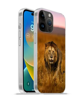 Produktbild von MuchoWow® Handyhülle Schutzhülle Hülle für Apple iPhone 14 Pro Max Löwe - Savanne - Gras Silikon Softcase Handy Hülle - Hardcover