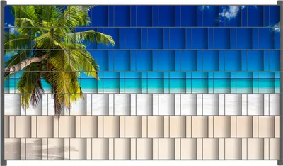 Produktbild von Wallario Zaunsichtschutz mit Motiv Südseestrand in der Karibik mit Palme für Ein- und Doppelstabmatten Zäune in der Größe 250 x 140 cm
