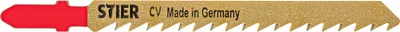Produktbild von STIER Stichsägeblatt, 20 Stück, ST3103-S, Schnittlänge 75 mm, Zahnteilung 4 mm, perfekt geeignet zum Zuschneiden von Holz, Arbeitsplatten, Verbundplatten, CV-Stichsägeblatt