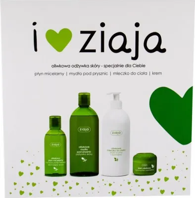 Zdjęcie produktu dla Ziaja, Oliwkowy Zestaw Świąteczny Krem, 50 ml + Mydło, 500 ml + Mleczko. 400 ml + Płyn micelarny, 200 ml