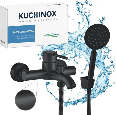 Produktbild von Kuchinox | Noia Wannenbatterie - Schwarz - Wandmontage - Korrosionsbeständig - Modernes Design