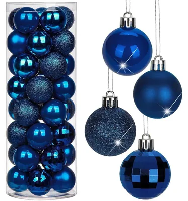 Immagine prodotto di Palline di Natale, 40 pezzi, blu scuro, 4 cm, in plastica resistente alla rottura, decorazioni natalizie