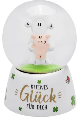 Schneekugel "Kleines Glück für dich", Polyharz, Glitzer, 6,5 cm