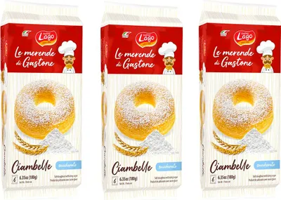 Produktbild von 3x Gastone Lago Ciambelle Zuccherate Krapfen Donuts mit Puderzucker Packung à 180g, Jede Packung Enthält 6 Donuts à 30g