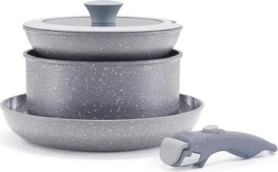 Image de Set de casseroles en céramique Florosa 9 pièces anti-adhésives Set de poêles de camping avec poignées amovibles
