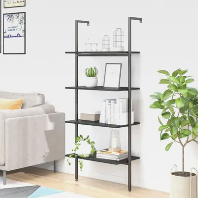 Produktbild von Leiterregal mit 4 Böden Schwarz 64x35x152,5 cm Lagerregal für Garage, Abstellraum, Kellerregal