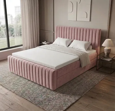 Produktbild von Boxspringbett MONACO II 140 cm x 200 cm AMOR VELVET 08 ROSA Bett mit zwei Bettkästen und H3 Matratze,Komplett-Set mit Matratze und Topper