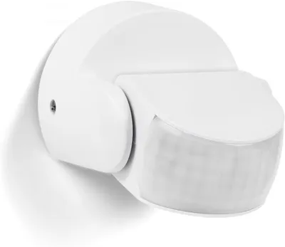 Produktbild von Bewegungsmelder Aussen IP65, Infrarot Sensor, 12m/180¡ã, 3m/360¡ã Reichweite, Dauer&Helligkeit Einstellbar, Schwenkbar Bewegungssensor fš¹r Gesch?ft Garage Aussenbereich(Wei?)