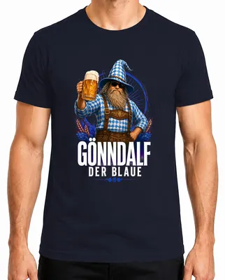 Obrázok produktu pre Tričko s potlačou "Gönndalf, modrý mág, pivo, , Bavorsko, zábava, pitie", modré, veľkosť M