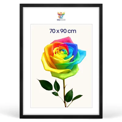 Produktbild von MG Design Bilderrahmen Schwarz 70x90 cm - Posterrahmen Echtholz mit Acrylglas, verstärkte Wandaufhängung, hoch/quer