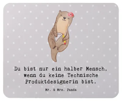 Produktbild von Mr. & Mrs. Panda Mouse Pad Technische Produktdesignerin Herz - Grau Pastell - Geschenk, mousematte, pc mauspad, Mousepad