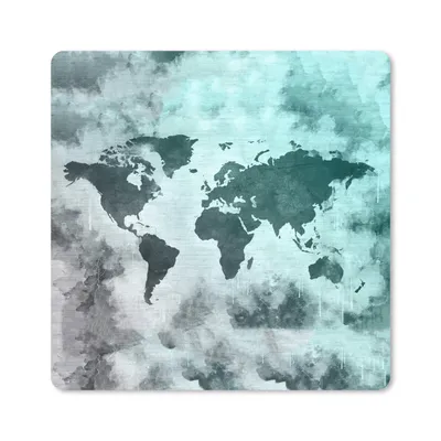 Produktbild von MuchoWow® Mauspad Mousepad Weltkarte - Smoke - Grau 30x30 cm - Mousepads - Maus Mat - Pad - Mausunterlage - Gaming