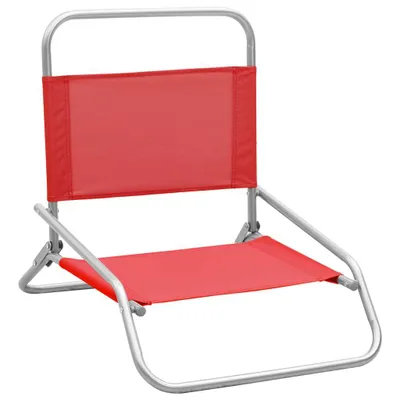Image de vidaXL Chaises de plage pliantes 2 pcs. Tissu rouge
