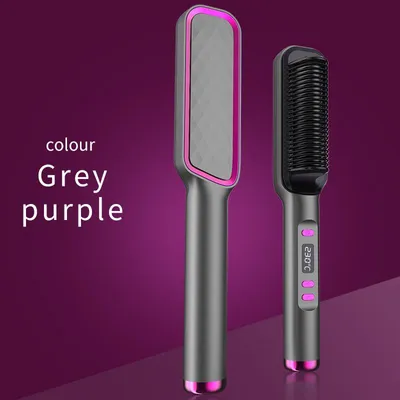 Produktbild von Haargl?tterbš¹rste Heizkamm Elektrischer Haargl?tter Locken Multifunktionale Gl?tteisenbš¹rste Kamm, Grau