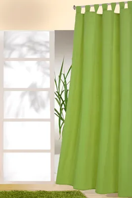 Produktbild von heimtexland ® Schlaufenschal inkl. Kräuselband blickdicht Gardine Vorhang Dekoschal Uni Typ117 apfelgrün Höhe 245 cm x Breite 140 cm