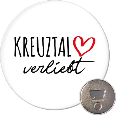 Produktbild von Huuraa Magnet Kreuztal verliebt 59mm Kühlschrankmagnet rund Flaschenöffner Geschenkidee