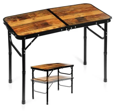 Produktbild von Vilde | Campingtisch Höhenverstellbar - 80x40 cm - 2in1 Koffertisch in Holzoptik