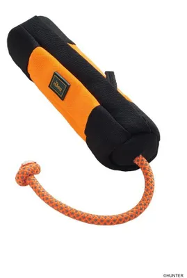 Produktbild von HUNTER Trainer Snack Dummy mit Seil, orange/schwarz 20 cm (34 cm Gesamtlänge)