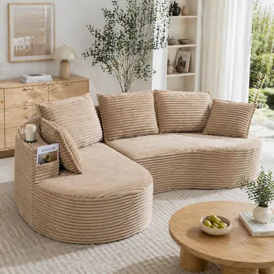 Zdjęcie produktu dla Poduszka do sofy Bogesofa, uchwyt na kubek, torba do przechowywania, kolor khaki, wymiary 250x152x82 cm
