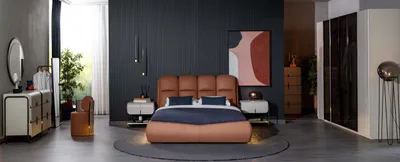 Produktbild von Komplettes Schlafzimmer Set Doppelbett Nachttische Schränke Hocker