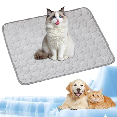 Image de Tapis rafraîchissant pour animaux de compagnie, auto-refroidissant, pour chiens et chats, couleur gris, taille M, 62x50 cm