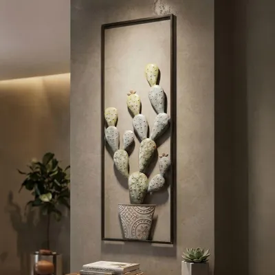 Immagine prodotto di Decorazione da parete a forma di cactus, marca Mauro Ferretti, dimensioni 31x2,5x90 cm, colore verde e azzurro