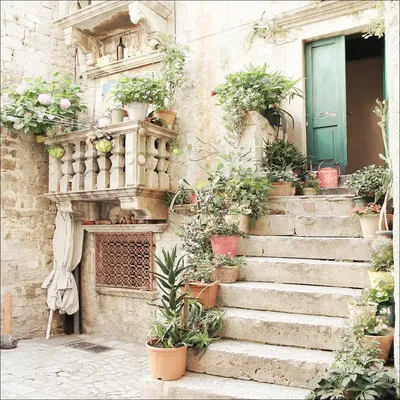 Produktbild von Glasbild Mediterranean House I 30x30 cm