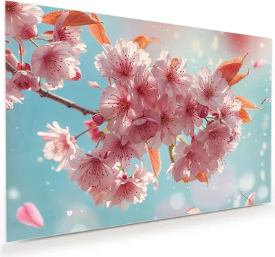 Produktbild von Glasbild 120x80cm in XXL für Wohnzimmer, Schlafzimmer Motiv Kirschblüte Himmel