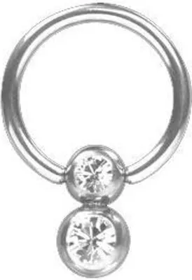 Produktbild von Titan G23 Intim BCR Piercing 2 Steine Kristalle 1,6x10mm 5/6mm- Weiss