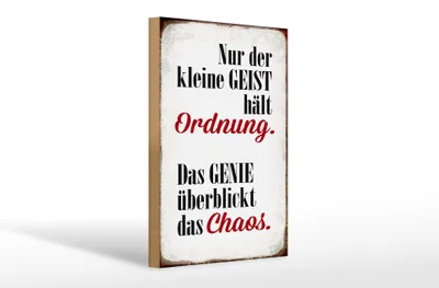 Produktbild von Holzschild Spruch 20x30cm Geist hält Ordnung Genie Chaos