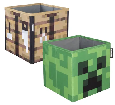 Produktbild von roba Stoffboxen 2er Set 'Minecraft' aus Canvas - Faltbar - Creeper und Holzbox