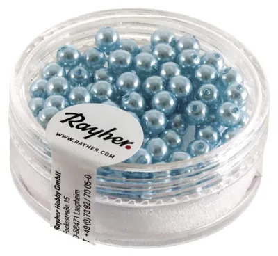 Productafbeelding van RAYHER - Glazen kralen in Renaissance-stijl, 4 mm diameter, verpakking van 85 stuks, lichtblauw