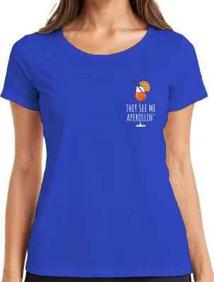 Produktbild von They see me aperollin' Aperol Spritz Party Sommer Cocktail Lustig Damen T-Shirt, Blau, 3XL