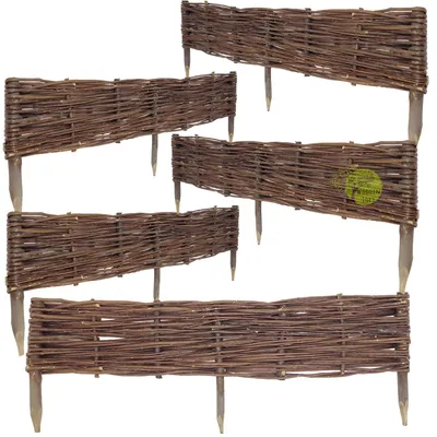 Zdjęcie produktu dla Ogrodzenie ogrodowe z wikliny 100 x 20 cm, zestaw 5 sztuk. Ogrodzenie z wikliny do ogrodu. Ogrodzenie z wikliny