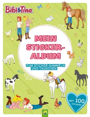 Produktbild von Bibi & Tina Mein Stickeralbum mit 100 Stickern: 24 beschichtete Seiten für das einfache Ablösen und Tauschen deiner Stickersammlung | Ab 3 Jahren