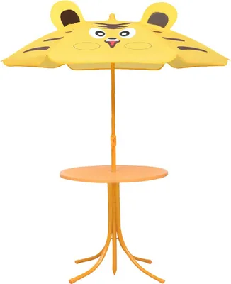 Produktbild von vidaXL 3-tlg. Garten-Bistro-Set für Kinder mit Sonnenschirm Gelb