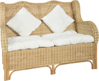 Produktbild von The Living Store 2-Sitzer-Sofa Natur Rattan und Leinen