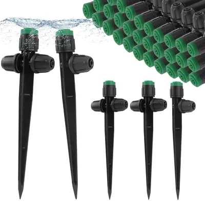 Produktbild von Tropfbewässerungssystem, 35 Stück - Verstellbare Tropfer – 1/4"-Schlauch – Bewässerungssystem für den Garten – Einfach zu reinigen – 360-Grad-Ausfluss – Bewässerung