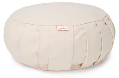 Zdjęcie produktu dla Poduszka do medytacji / poduszka do jogi yogabox Zafu BASIC z zamkiem błyskawicznym – kolor naturalny 31 x 31 x 15 cm  Łuski gryki