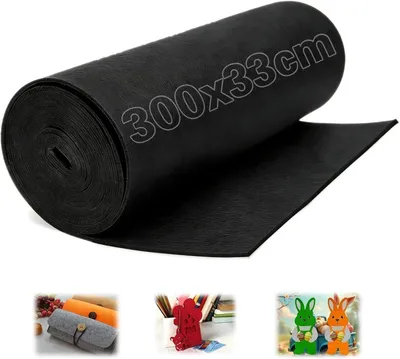 Immagine prodotto di Rotolo di feltro nero, dimensioni 300 x 33 cm, spessore 3 mm, ideale per lavori di bricolage e cucito