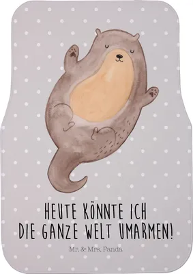 Produktbild von Mr. & Mrs. Panda Auto-Fußmatte Otter Umarmen - Grau Pastell - Geschenk, Auto Teppich, Fußmatte Fürs, glücklich, Seeotter See, gut Gelaunt, Hallo, Optimistisch, Automatte