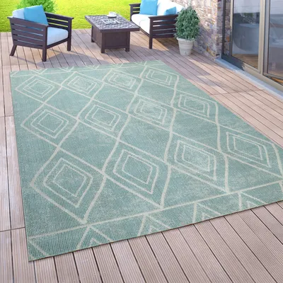 Immagine prodotto di Tappeto da esterno Balcone Terrazza Tappeto da cucina vintage Motivo orientale Rombi Etnico Dimensioni 160x220 cm