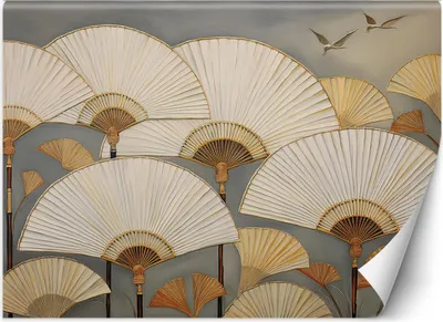 Produktbild von Vlies fototapete Japanischer Fächer 300x210 cm Feeby Beige inkl. Kleber einfache Montage