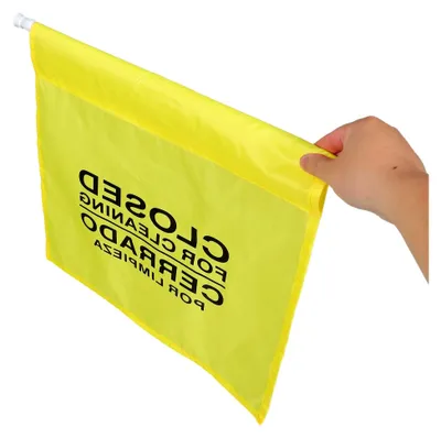 Produktbild von Ausziehbares Reinigungsschild mit gelbem Sicherheitsbanner für Türabsperrung und Reinigungshinweis in Büros und Schulen