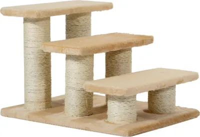 Produktbild von Tiertreppe Katzentreppe Hundetreppe 3 Stufen Treppe für Katze und Hunde Plüsch Creme 45 x 35 x 34 cm